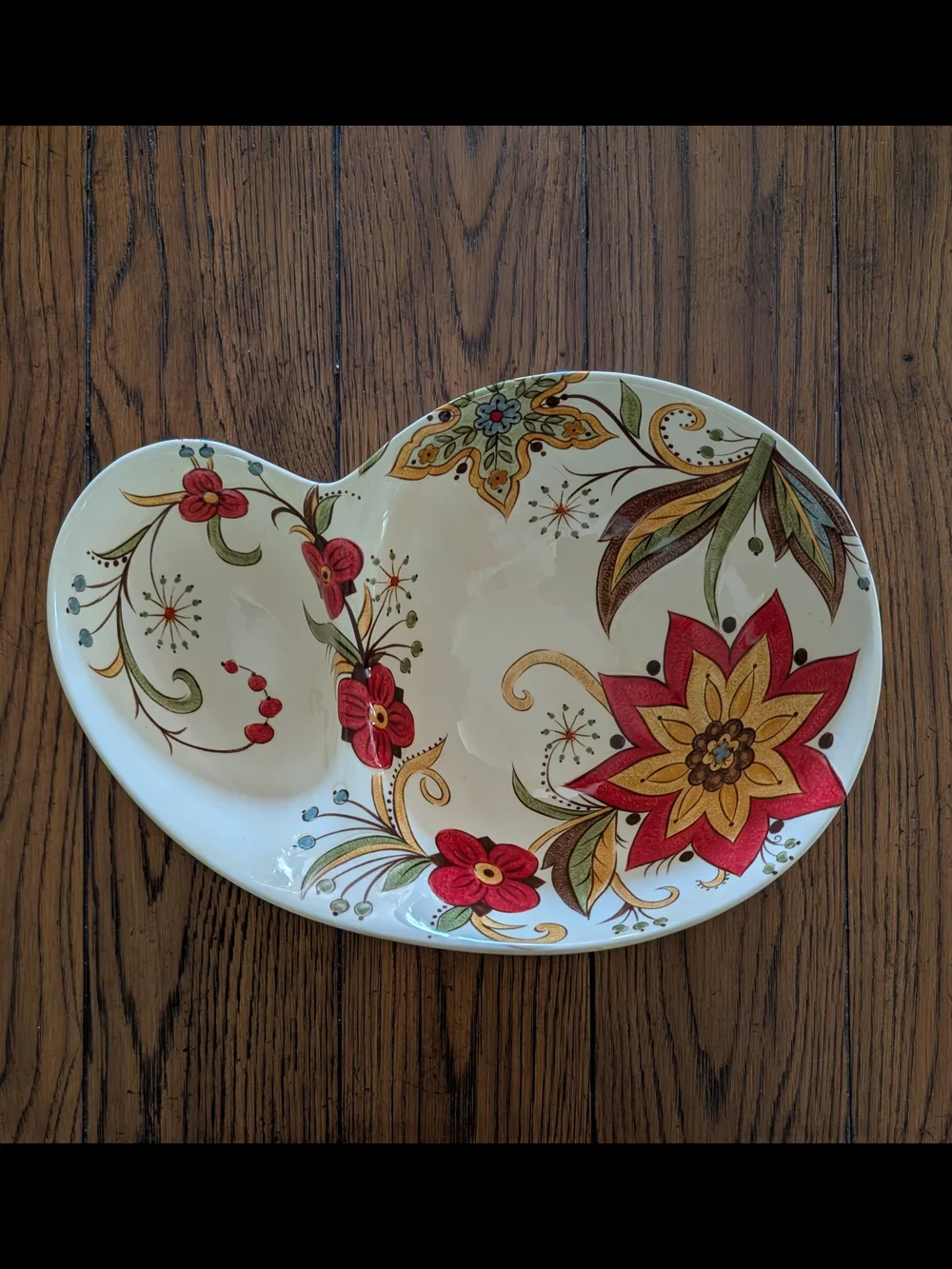 Pier 1 Imports Carynthum Divided Serving Dish Handcrafted Earthenware Floral